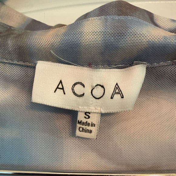 ACOA Womens Blue Marbled Mesh Long Sleeve Shirt - Picture 7 of 8